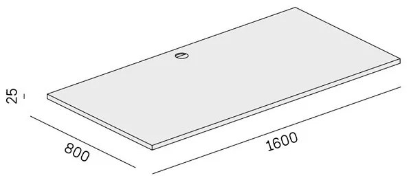 Samostatná pracovná doska stola BLOCK, 1600 x 800 x 25 mm, grafitová