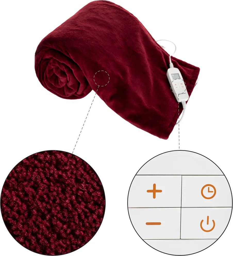 Elektrická vyhrievacia deka MEDISA, vínová