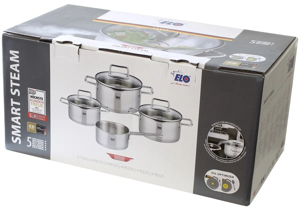 Elo 72404 4-dielna súprava nehrdz. hrncov Smart Steam
