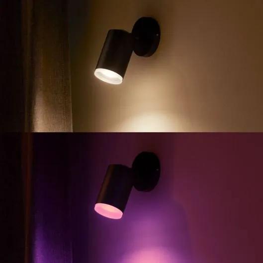 PHILIPS HUE Nástenné bodové LED inteligentné osvetlenie HUE FUGATO s funkciou RGB, 1xGU10, 5,7 W, teplá biela-st