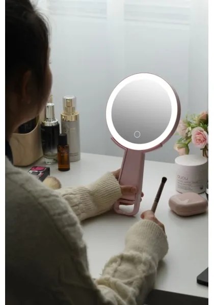 Immax 09102L - LED+CCT Stmievateľné kozmetické zrkadlo SWEET LED/3W/5V ružové