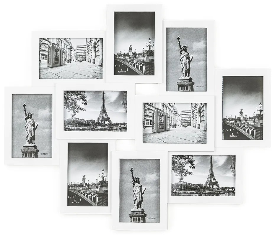 Fotorámček Sultan na 10 fotografií 10 x 15 cm, biela, 49 x 59 cm