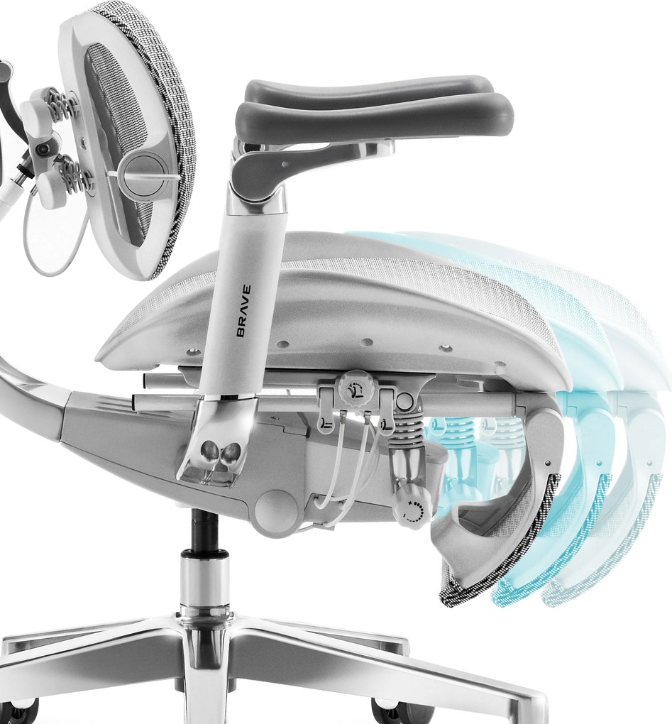 Ergonomická kancelárska stolička s podnožkou Premium Normal Size, sivá: Diablo V-Kinetic