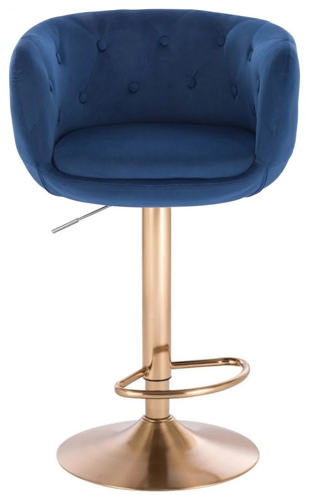 LuxuryForm DESIGN Barová stolička MONTANA VELUR na zlatom tanieri - modrá