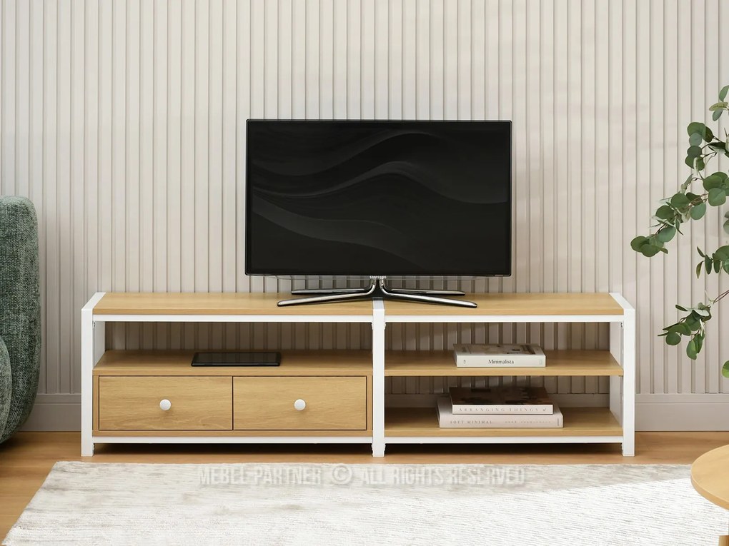 TV stolík/skrinka Empantana (biela). Akcia -16%. Vlastná spoľahlivá doprava až k Vám domov. 1137060