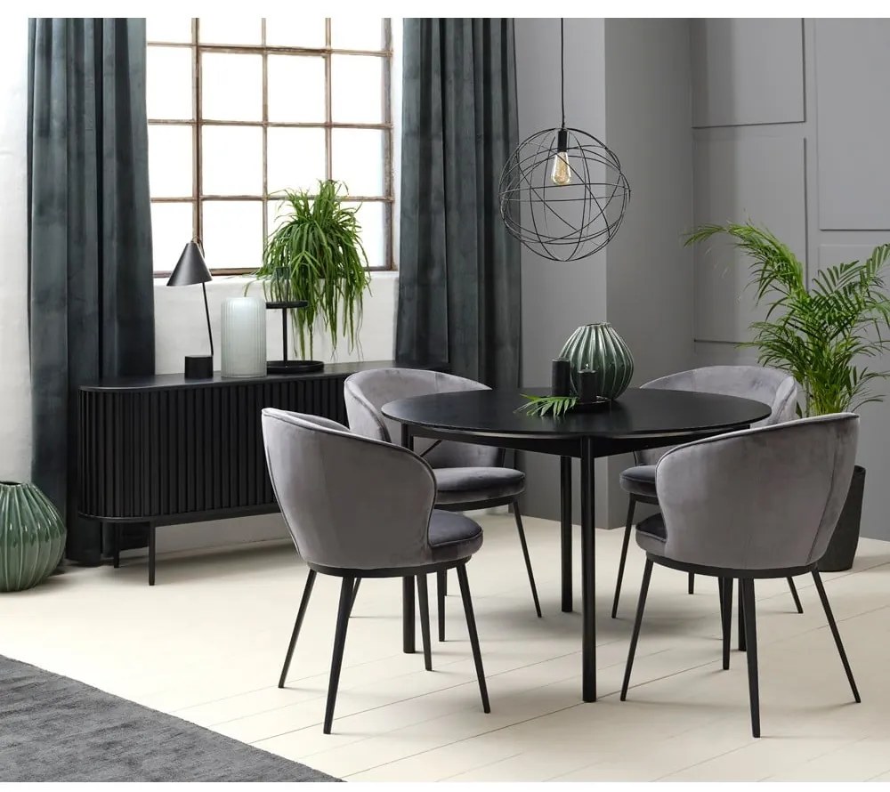 Čierna nízka komoda v dekore duba s posuvnými dverami 73x160 cm Siena – Unique Furniture