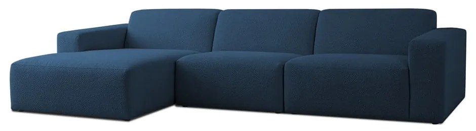 Tmavomodrá rohová pohovka z textílie buklé (ľavý roh) Roxy – Scandic