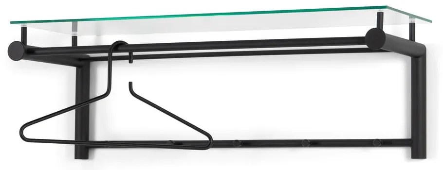 Čierny kovový nástenný vešiak s poličkou Suza – Spinder Design