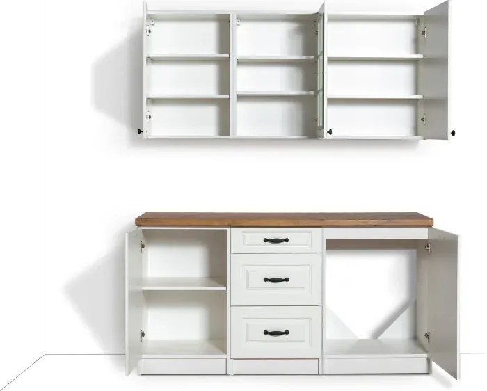 KUCHYNSKÁ LINKA LADY 160 BIELA, biela (doska dub Lancelot)