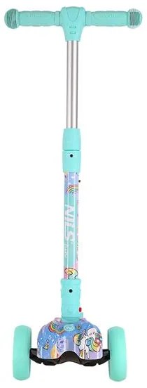 Detská trojkolesová kolobežka NILS Fun HLB15A Mint s LED