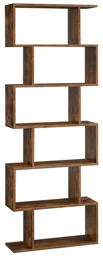 Polica/regál na knihy PRESTON, 70x24x190,5cm, hnedá Vasagle