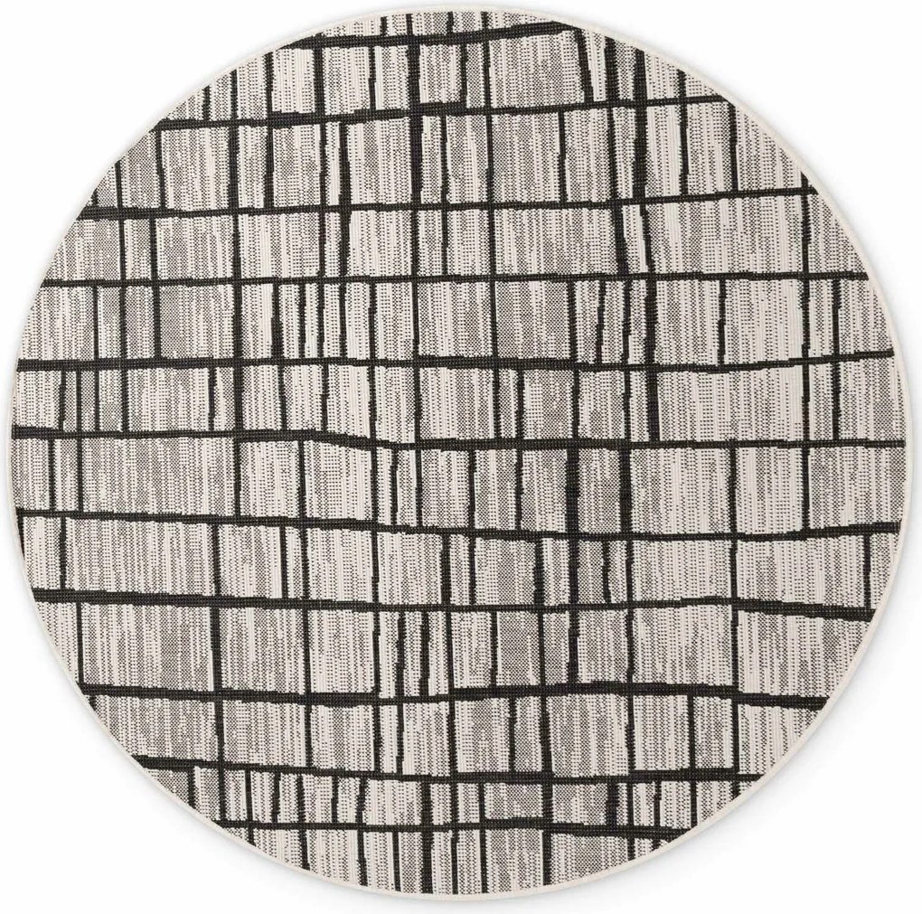 Ted Baker, Kusový koberec Ted Baker Haringey 106387 Black White kruh, 200x200, čiernobiela, chodba / predsieň