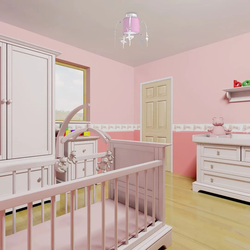 EUlight Detské stropné svietidlo Baletnica white, 1x ružové textilné tienidlo, w