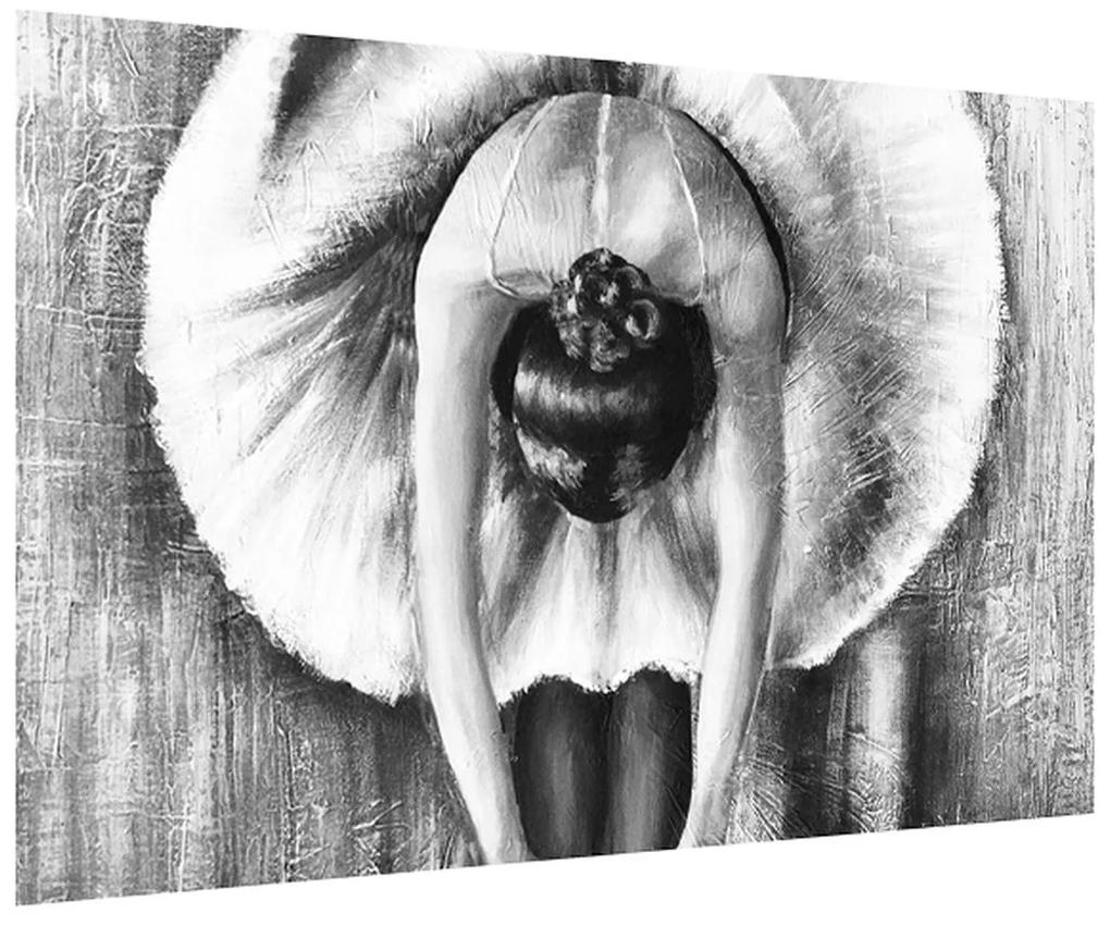 Čiernobiely obraz baletky (90x60 cm)