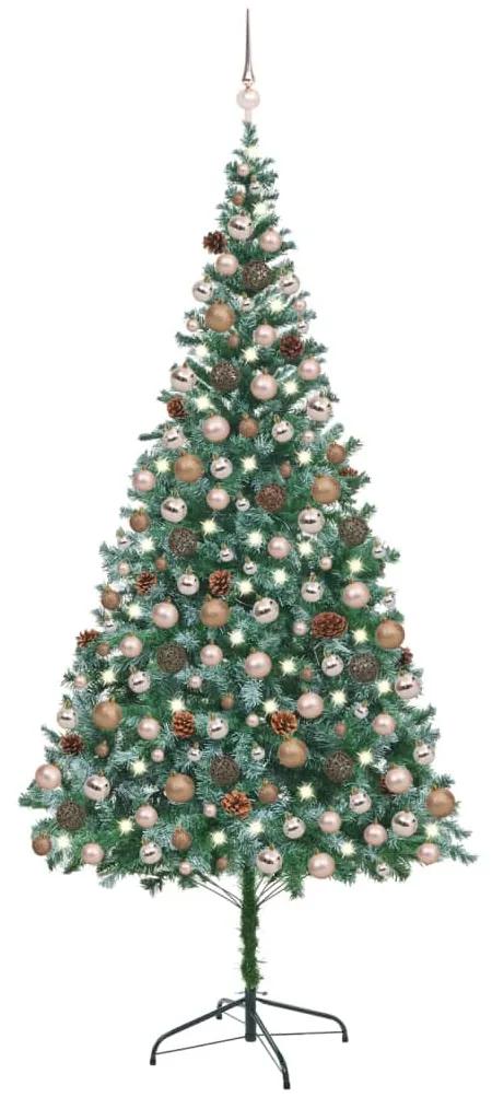 Umelý vianočný stromček s LED, súpravou gulí a šiškami 210 cm 3077615