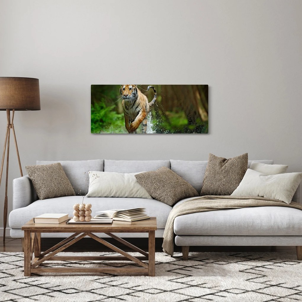 Obraz bežiaceho tigra (120x50 cm)