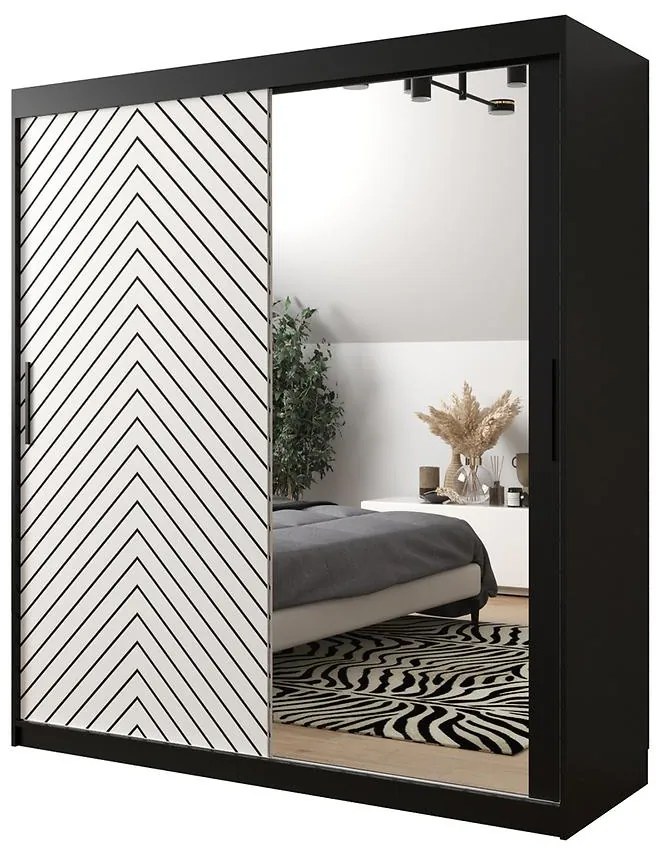 Skriňa Jodełka 2 180 čierna/biely/čierna