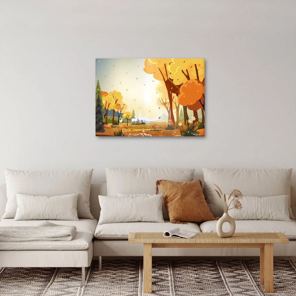 Obraz - Jesenná krajina, ilustrácie (70x50 cm)