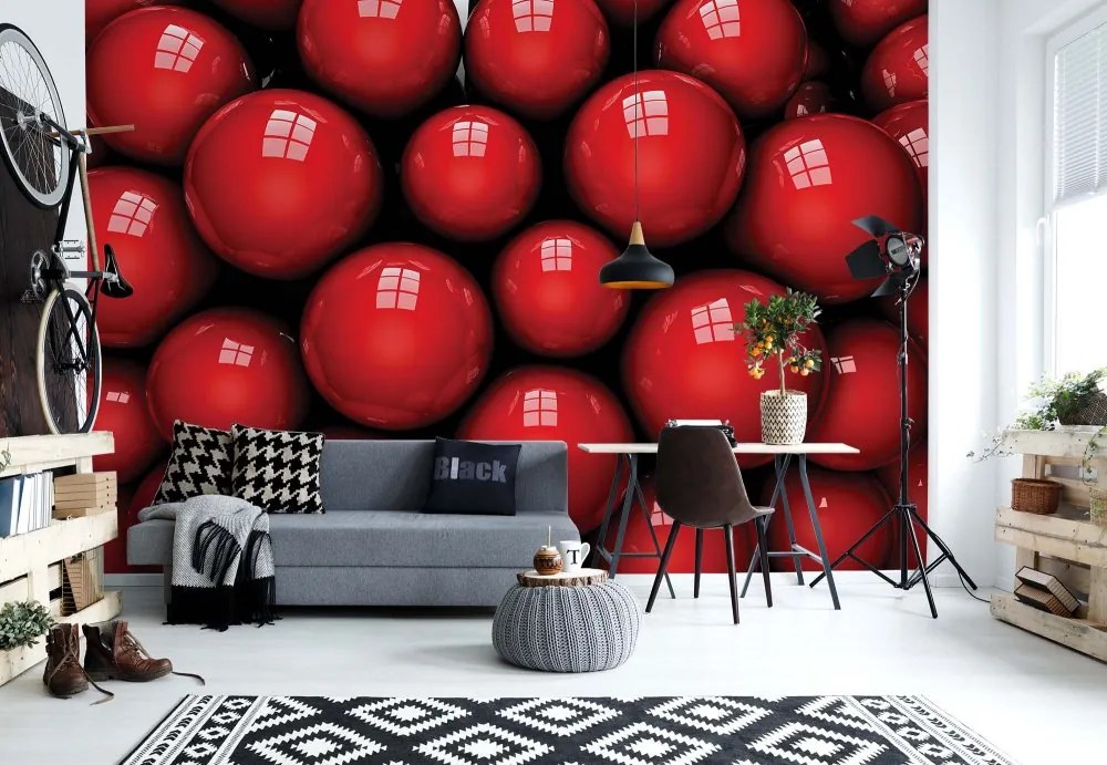 Fototapeta GLIX - 3D Red Balls  + lepidlo ZADARMO Vliesová tapeta  - 250x104 cm
