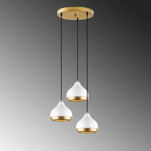 Závesný luster YILDO 3xE27/40W/230V biela/zlatá