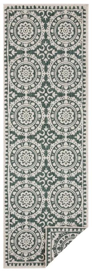 Zeleno-krémový vonkajší koberec NORTHRUGS Jardin, 80 x 250 cm