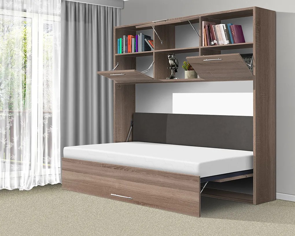 Nabytekmorava Sklápacia posteľ VS1056 MAX, 200x120cm farba lamina: orech lyon, Varianta dverí: matné