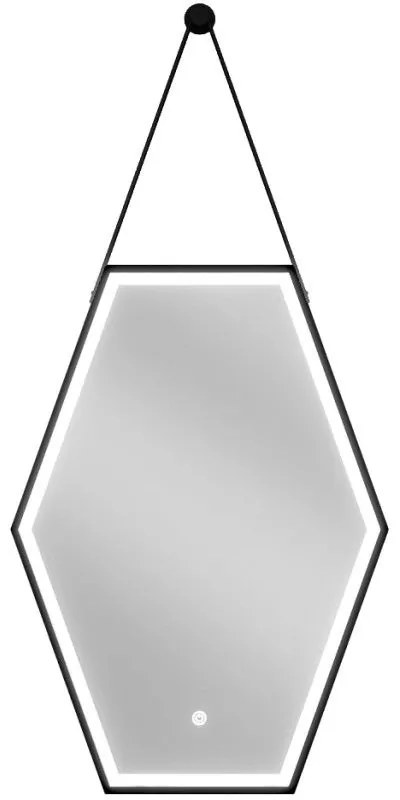 Mexen Orla, LED kúpeľňové zrkadlo s podsvietením a čiernym rámom 50x70 cm, 6000K, ochrana proti zahmlievaniu, 9815-050-070-611-70