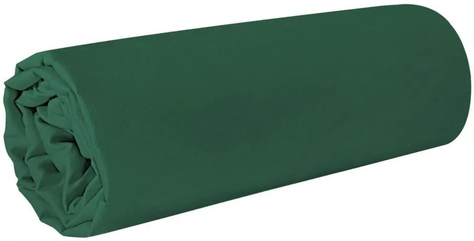 Tmavo zelená napínacia plachta na posteľ 180 x 210 cm
