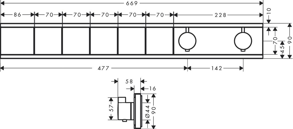 Hansgrohe RainSelect, podomietkový termostatický modul pre 5 spotrebičov, čierna matná, HAN-15384670