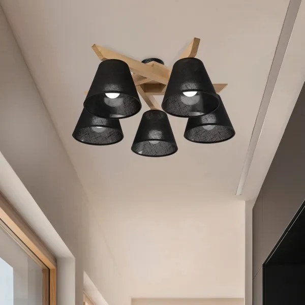 Brilagi - LED  Prisadený luster ANTHONY 5xE14/40W/230V dub/čierna