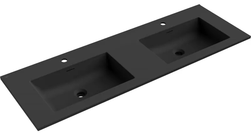 Mexen Otis, dvojité umývadlo zapustené do dosky 141 × 46,5 cm, čierna matná, 25181471D