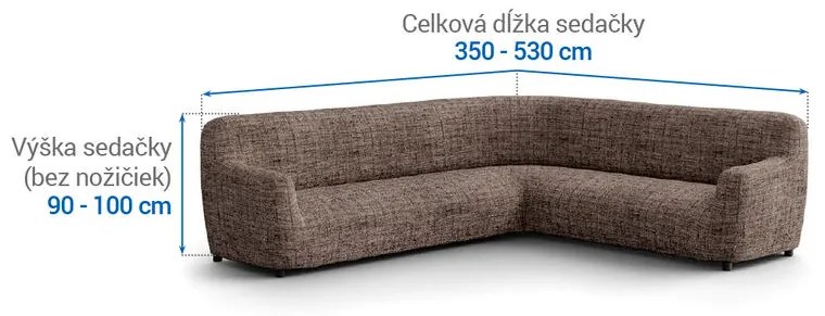 Bielastické poťahy VITTORIA hnedá rohová sedačka (š. 350 - 530 cm)