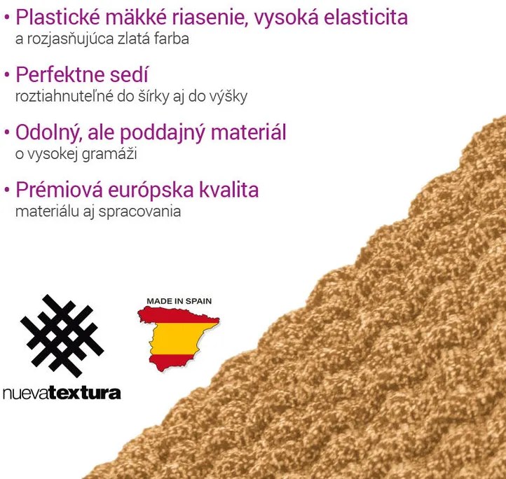 Super strečové poťahy RUBINIA zlatá dvojkreslo (š. 140 - 180 cm)