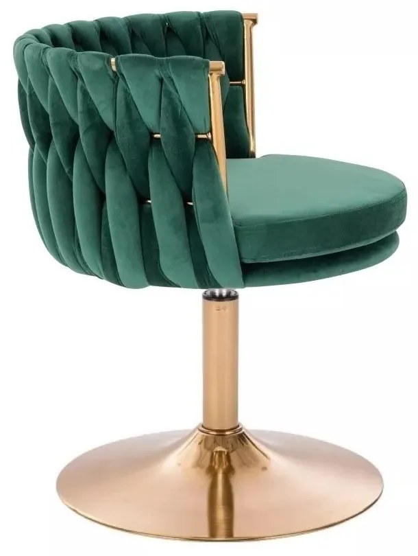 LuxuryForm DESIGN Stolička LYON VELUR na zlatom tanieri - zelená