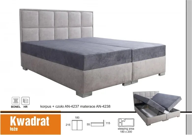 Čalúnená posteľ Kvadrat I, 200x160, tm. sivá/sivá(an 4237/4238)