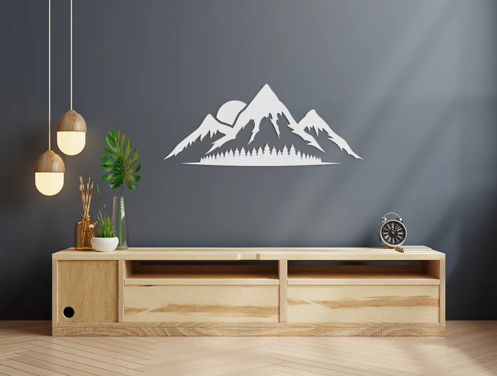 drevko Drevený obraz Západ Slnka za hory Rozmer obrazu: 18 x 44,5 cm, Farba dekorácie: Čierna