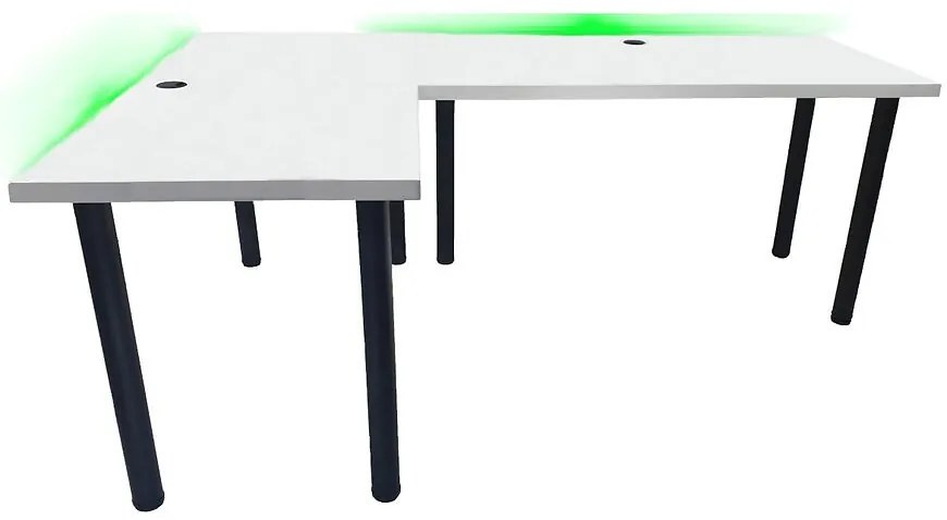 Písací stôl pre hráča rohový 136x66x28 cm Model 2 Biely Low