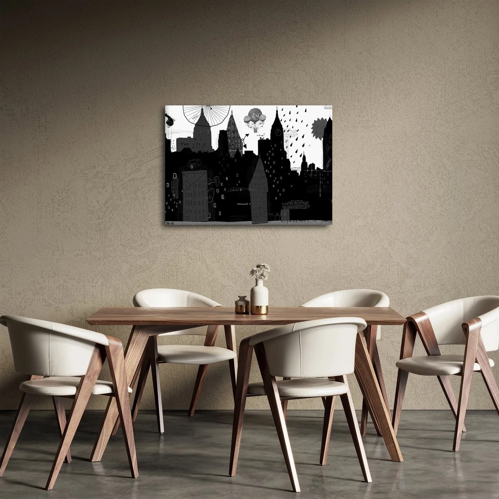 Obraz - Mesto s nápismi a vzormi (70x50 cm)