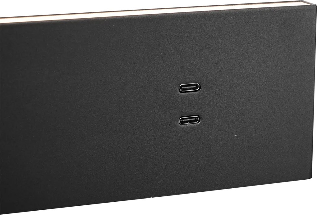 Sada 2 moderných nástenných svietidiel čierna nastaviteľná s USB-C vr. LED - Modric
