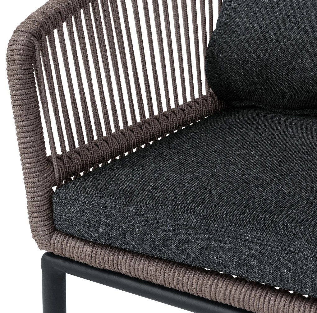 Jedálenské kreslo s okrúhlou opierkou a textilným výpletom