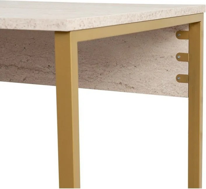 Dvojitý travertínový a zlatý pracovný stôl