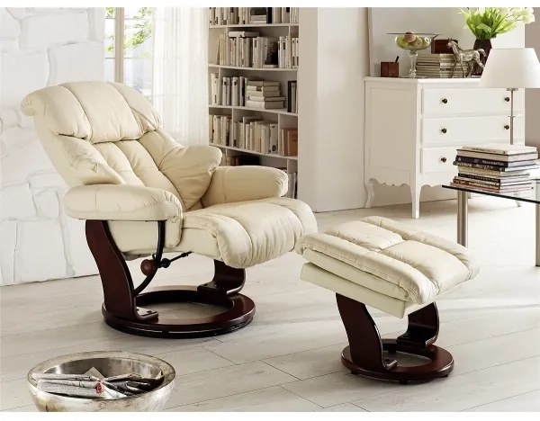 Polohovacie kreslo HABI krémové/orech