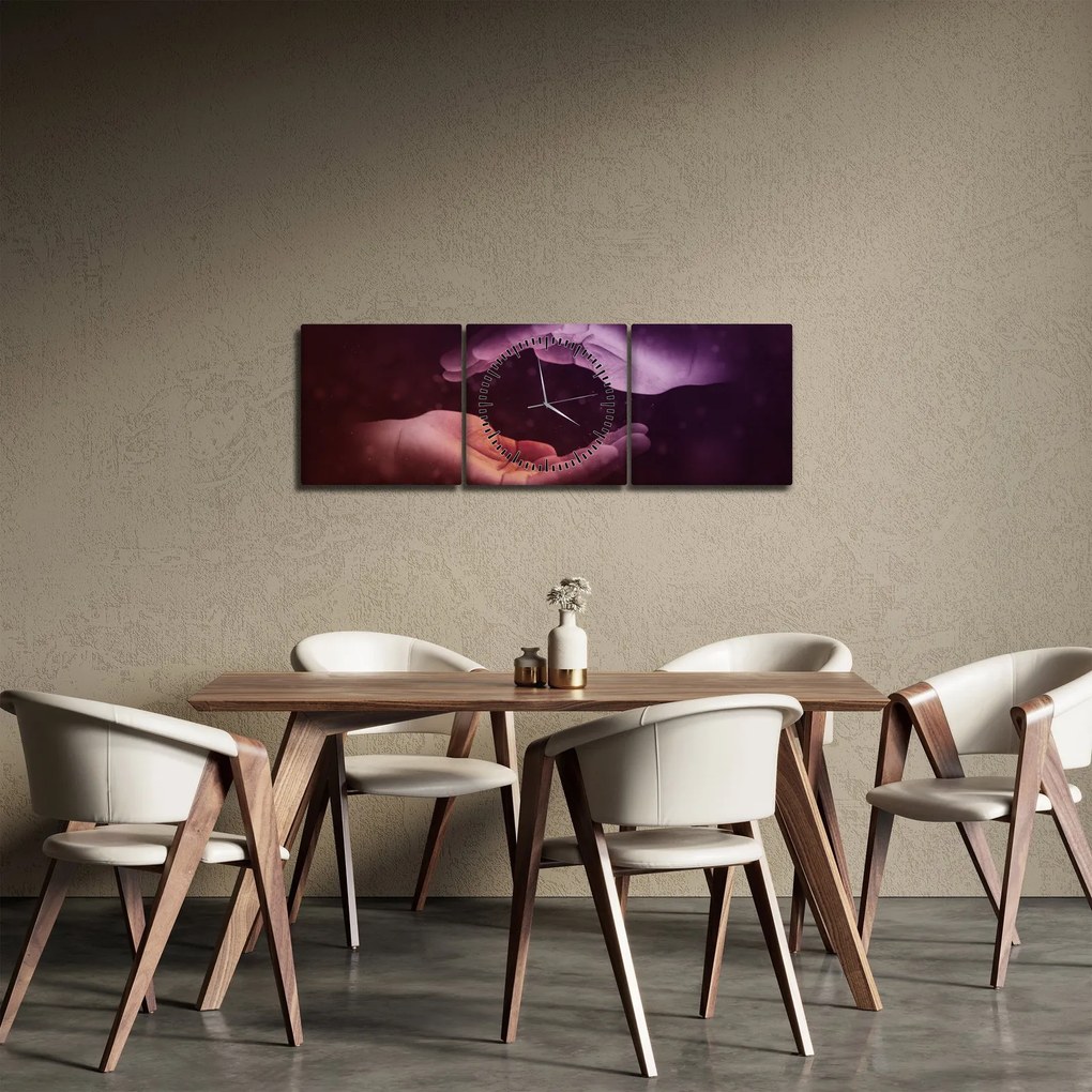 Obraz rúk (s hodinami) (90x30 cm)