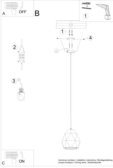 Sollux SL.1251 - Luster na lanku MINT 1xE27/15W/230V keramika