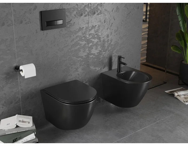 Mexen Lena Rimless závesné WC so sedátkom s pomalým zatváraním, čierna matná - 30221085