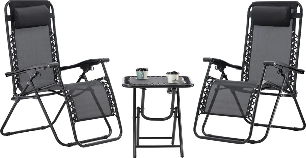 GARDEN LINE Súprava 2 záhradných stoličiek so stolom "Combo Set" v čiernej farbe LEZ7550