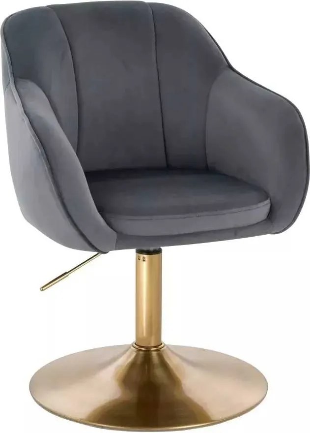 LuxuryForm DESIGN Stolička AVOLA VELUR na zlatom tanieri - tmavosivá