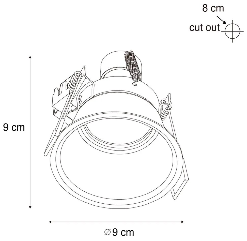 Sada 6 moderných zapustených bodových svietidiel čiernych so zlatom GU10 50mm IP44 - Dept