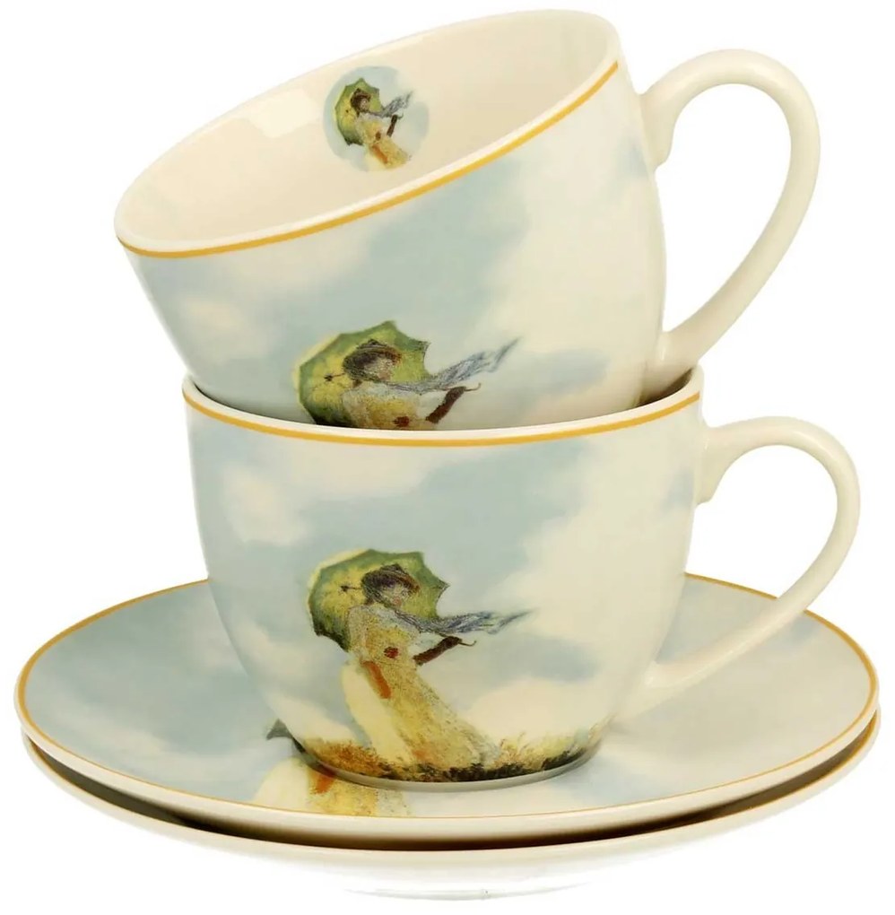 Porcelánová šálka s podšálkou Monet Woman With Parasol 250 ml sada 2ks