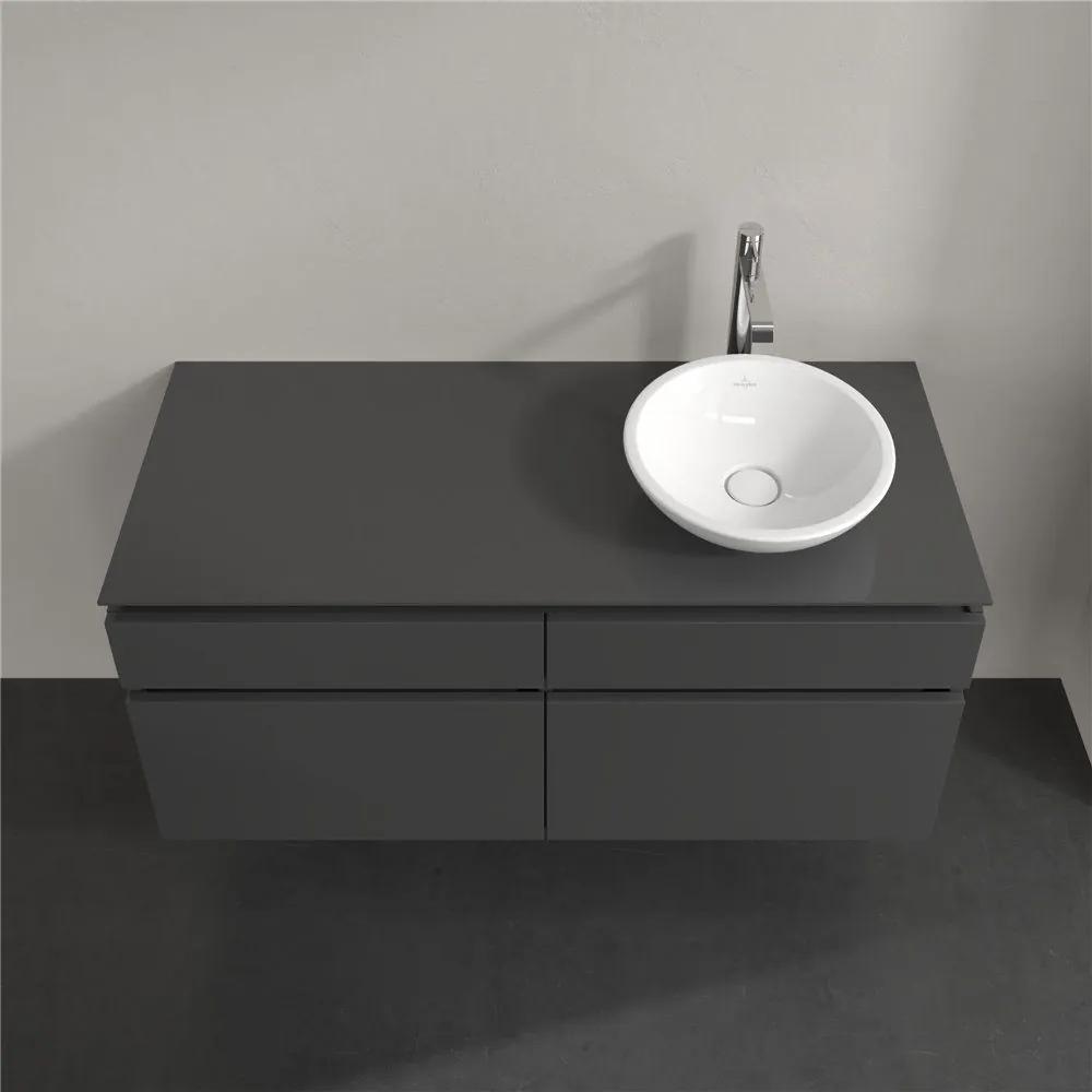 VILLEROY &amp; BOCH Legato závesná skrinka pod umývadlo na dosku (umývadlo vpravo), 4 zásuvky, 1200 x 500 x 550 mm, Glossy Grey, B58200FP